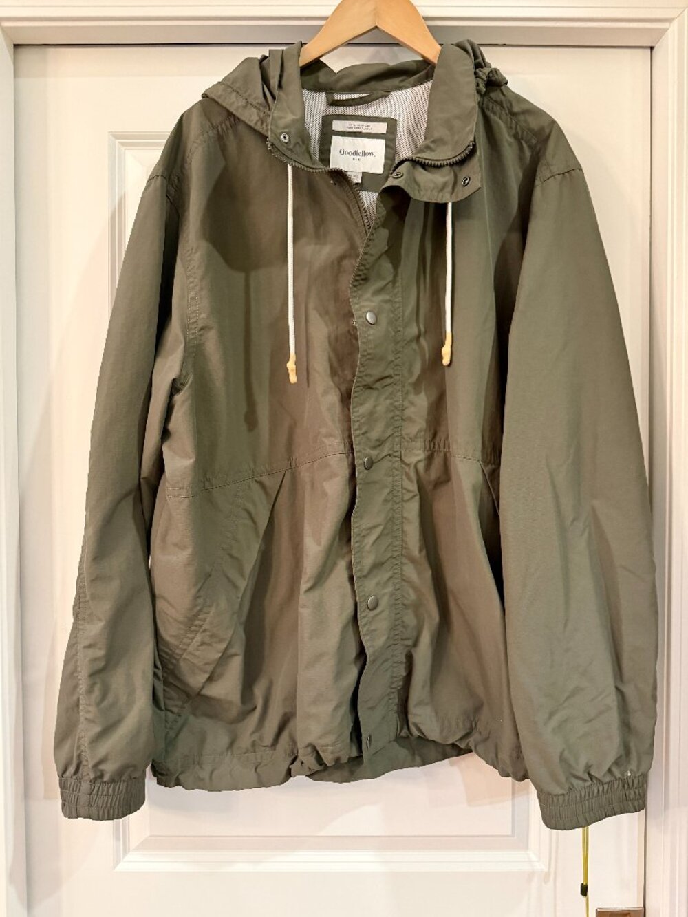 Goodfellow & Co Men’s Green Rain Jacket Size XXL Hooded Full Zip Lightweight
